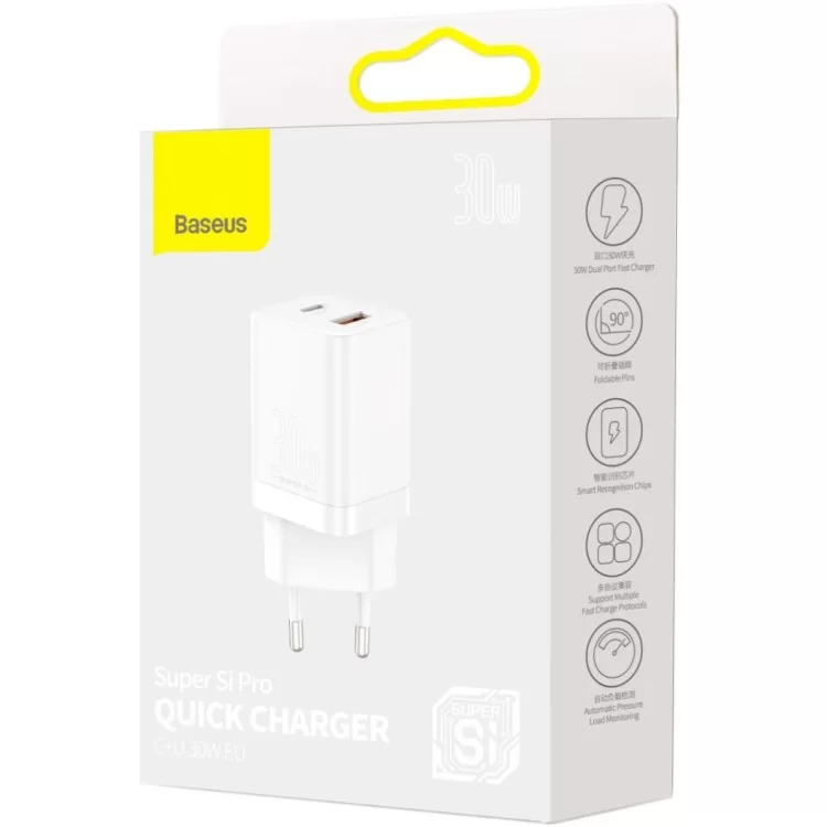 Зарядний пристрій Baseus Super Si Pro C+U 30W (CCSUPP-E02) white (948117) інструкція - картинка 6