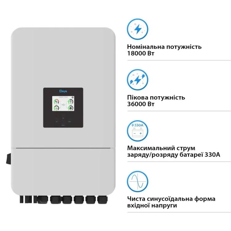 Солнечный инвертор Deye SUN-18K-SG05LP3-EU-SM2, 18кВт (SUN-18K-SG05LP3-EU-SM2) - фотография 2