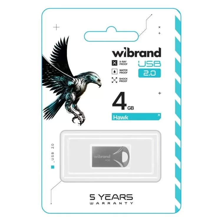 USB флеш накопичувач Wibrand 4GB Hawk Silver USB 2.0 (WI2.0/HA4M1S) ціна 205грн - фотографія 2