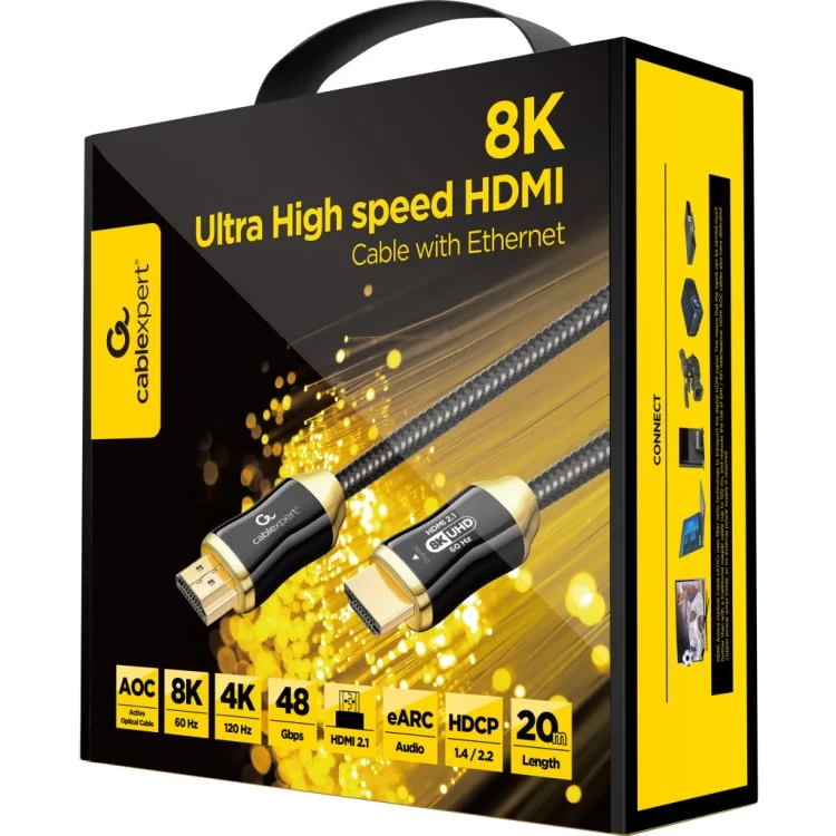 в продажу Кабель мультимедійний HDMI to HDMI 20.0m V.2.1, 8K 60Hz/4K 144Hz Optical Cablexpert (CCBP-HDMI8K-AOC-20M-EU) - фото 3