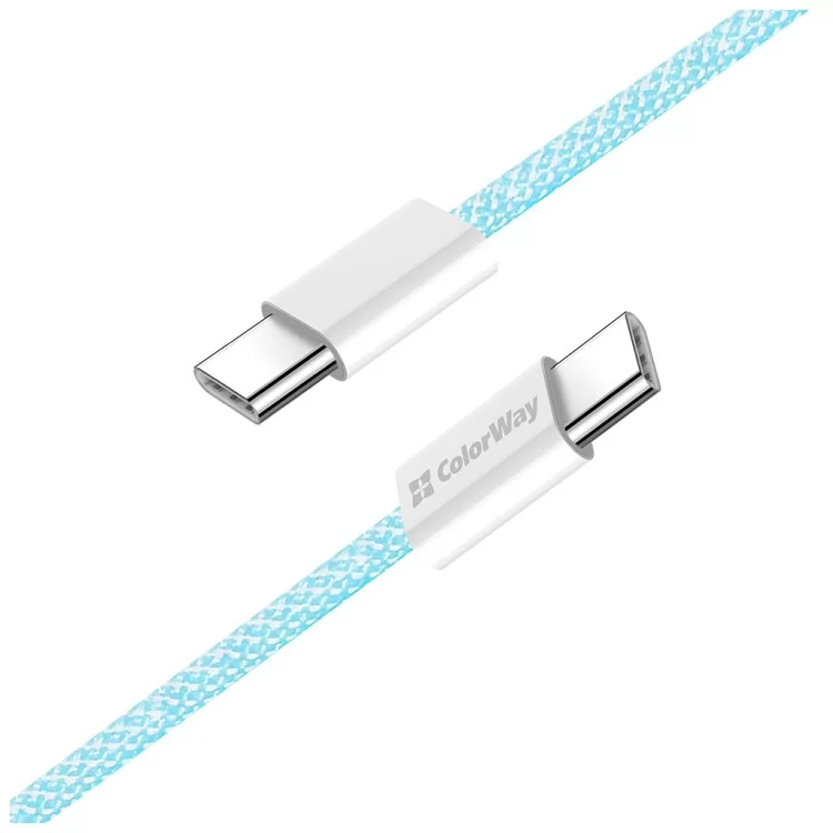 продаємо Дата кабель USB-C to USB-C 1.0m 60W 3.0А blue ColorWay (CW-CBPDCC061-BL) в Україні - фото 4