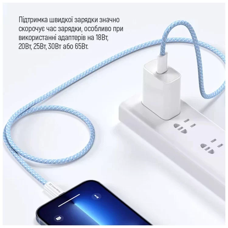 Дата кабель USB-C to USB-C 1.0m 60W 3.0А blue ColorWay (CW-CBPDCC061-BL) - фото 9