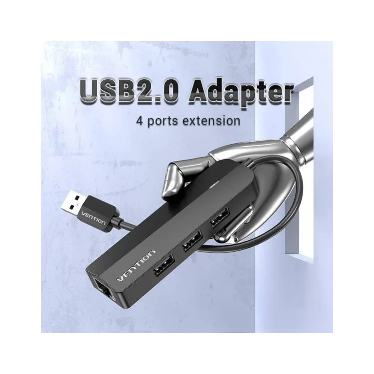 Концентратор Vention USB 2.0 to 3хUSB 2.0 + RJ45 100M Ethernet (CHPBB) цена 805грн - фотография 2