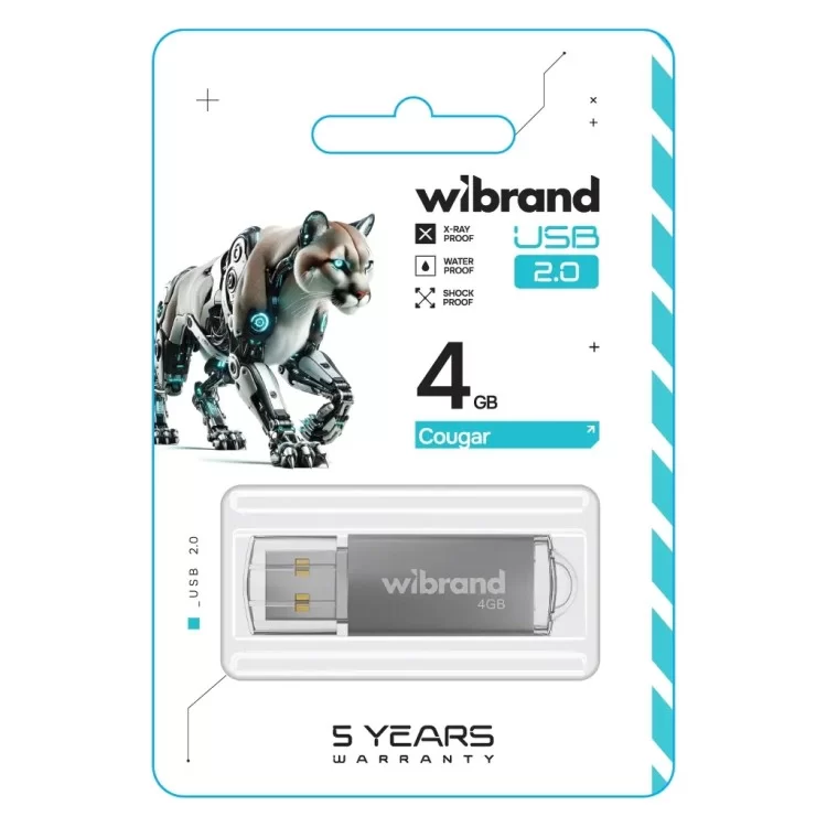 USB флеш накопичувач Wibrand 4GB Cougar Silver USB 2.0 (WI2.0/CU4P1S) ціна 165грн - фотографія 2