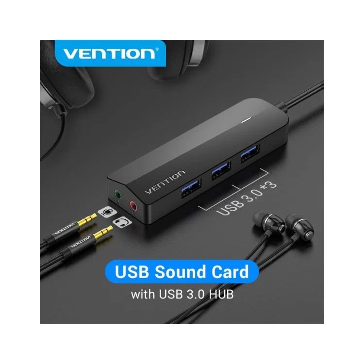 Концентратор Vention USB 3.0 to 3хUSB 3.0/2хTRS Audio/USB Micro 1.0m (CHIBF) ціна 683грн - фотографія 2