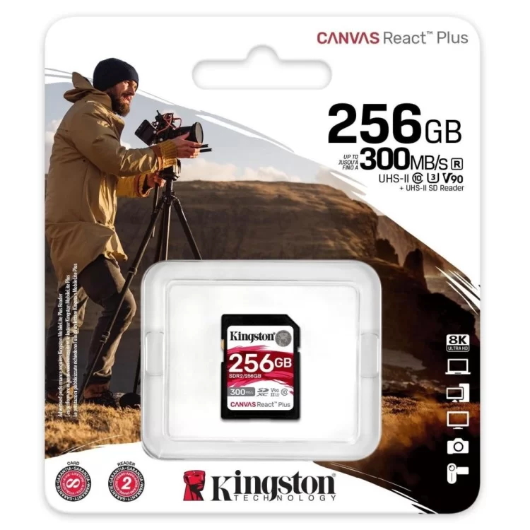 в продаже Карта памяти Kingston 256GB SDXC class 10 UHS-II U3 Canvas React Plus (SDR2/256GB) - фото 3