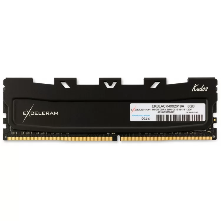 Модуль пам'яті для комп'ютера DDR4 8GB 2666 MHz Black Kudos eXceleram (EKBLACK4082619A)