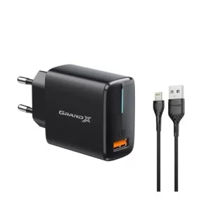 Зарядное устройство Grand-X Quick Charge QС3.0 + cableUSB-Lightning (CH-550BL)