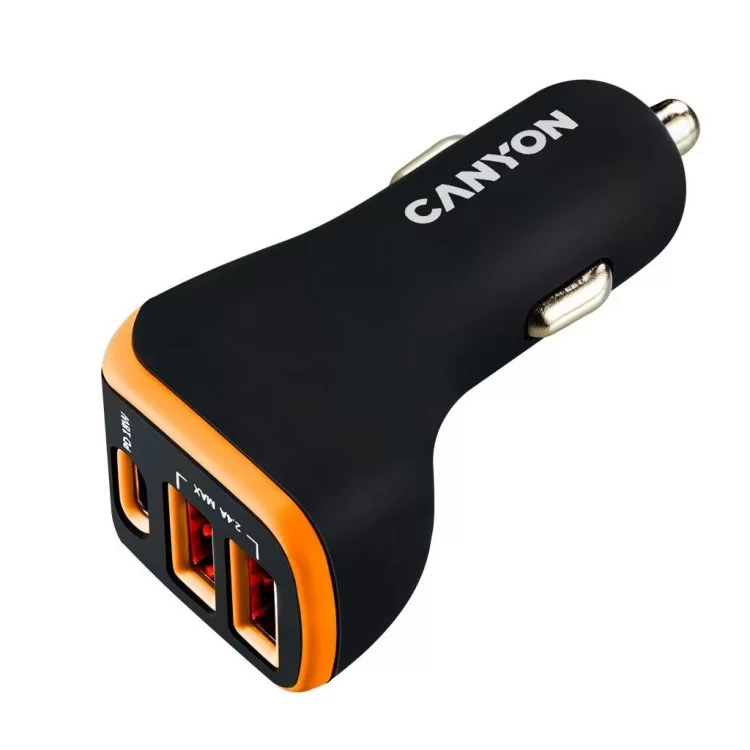 Зарядний пристрій Canyon Universal 3xUSB car adapter Black+Purple (CNE-CCA08PU)