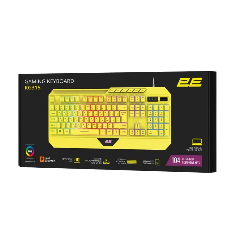 Клавиатура 2E Gaming KG315 RGB USB UA Yellow (2E-KG315UYW) обзор - фото 8