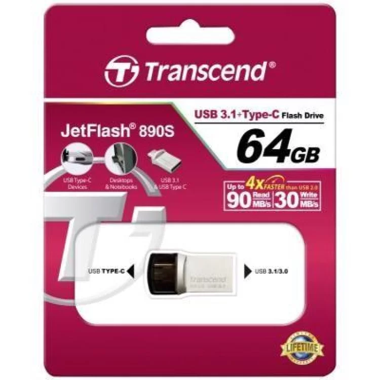 USB флеш накопичувач Transcend 64GB JetFlash 890S USB 3.1 (TS64GJF890S) відгуки - зображення 5