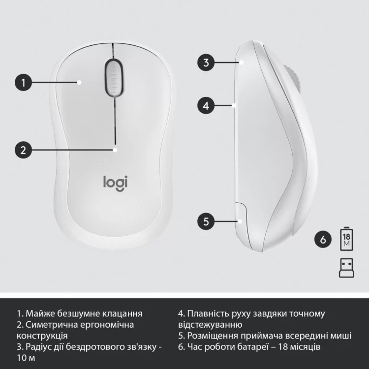 Комплект Logitech MK295 Silent UA Off-White (920-009824) характеристики - фотография 7