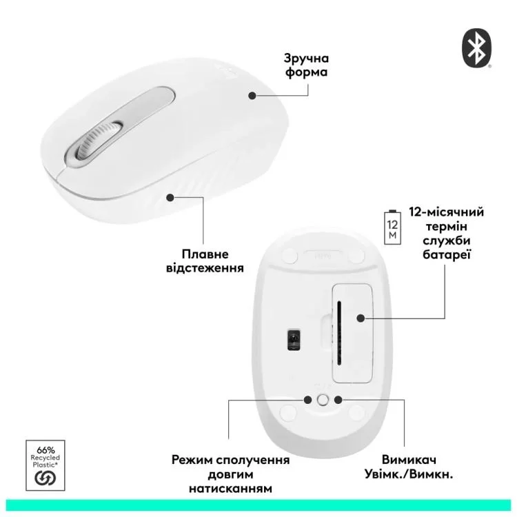 Мишка Logitech M196 Bluetooth Off-White (910-007460) - фото 11