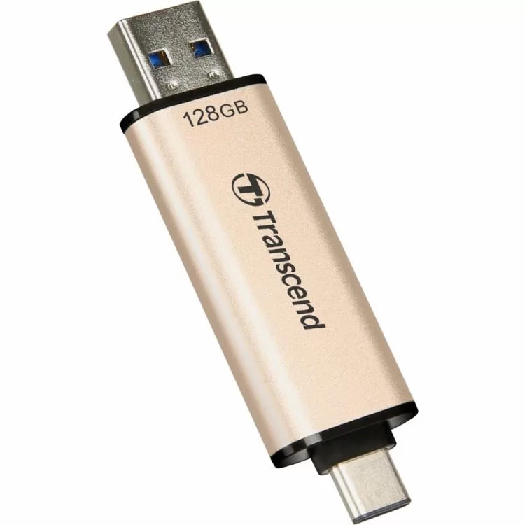 продаємо USB флеш накопичувач Transcend 128GB JetFlash 930 Gold-Black USB 3.2/Type-C (TS128GJF930C) в Україні - фото 4