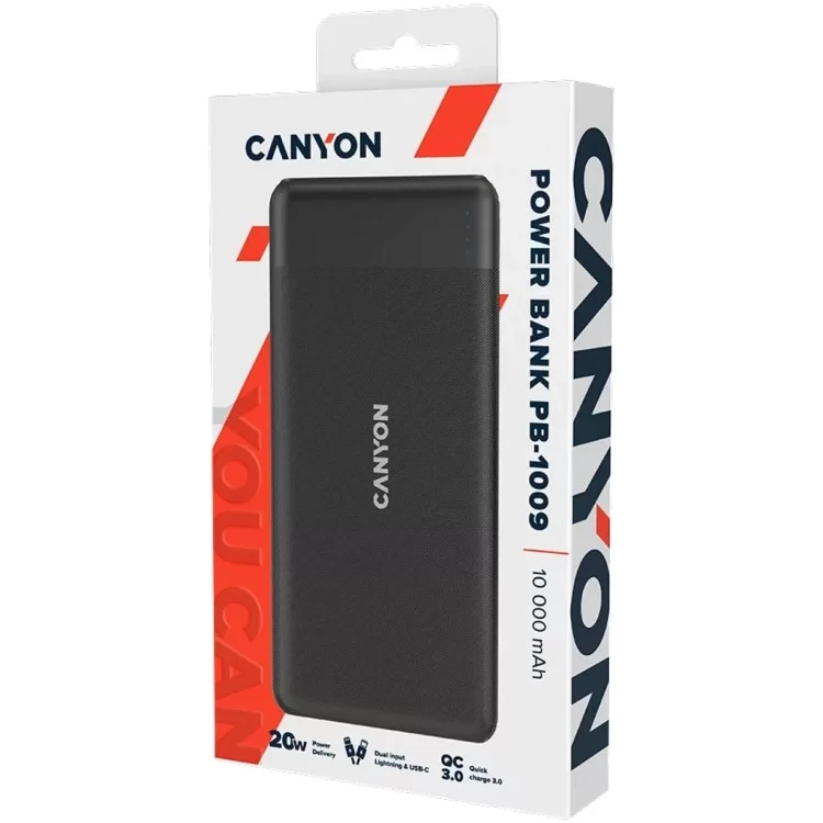 продаємо Батарея універсальна Canyon PB-109 10000 mAh PD/18W QC/3.0/20W Black (CNE-CPB1009B) в Україні - фото 4