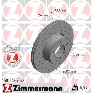 Тормозной диск ZIMMERMANN 150.3467.52