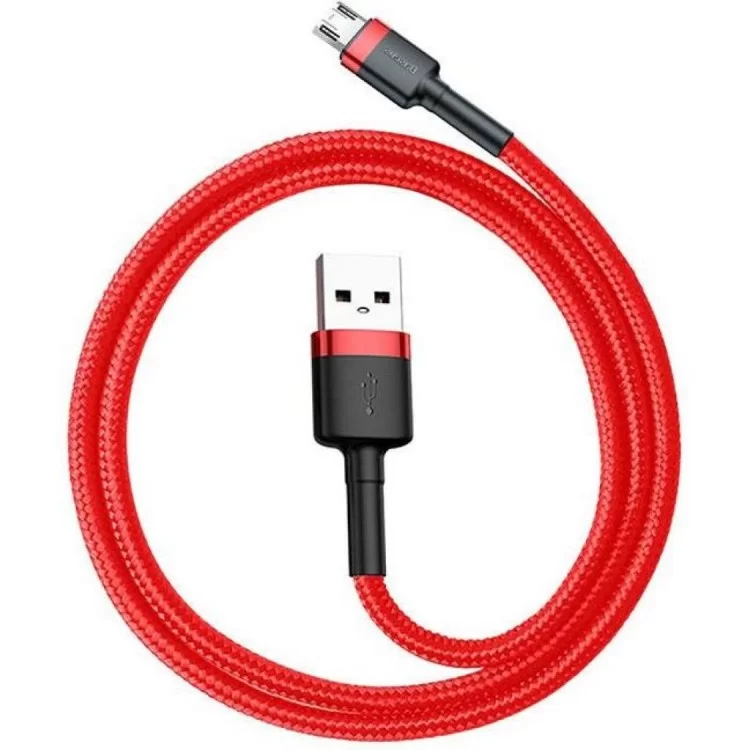 Дата кабель USB 2.0 AM to Micro 5P 1.0m Cafule 2.4A red+red Baseus (CAMKLF-B09) ціна 286грн - фотографія 2