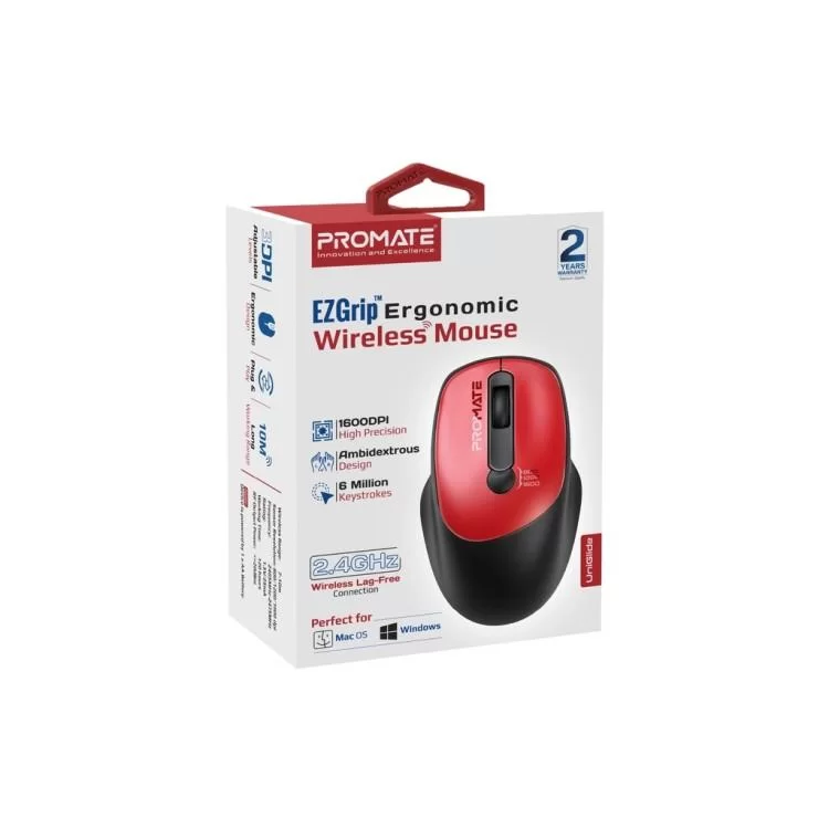 Мышка Promate UniGlide Wireless Red (uniglide.red) цена 478грн - фотография 2