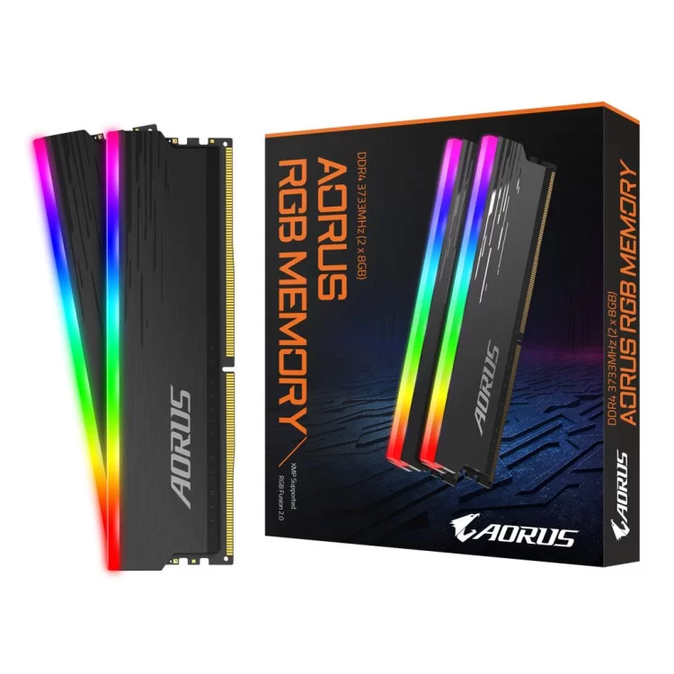 Модуль памяти для компьютера DDR4 16GB (2x8GB) 3733 MHz AORUS RGB Fusion 2.0 Memory boost GIGABYTE (GP-ARS16G37D)