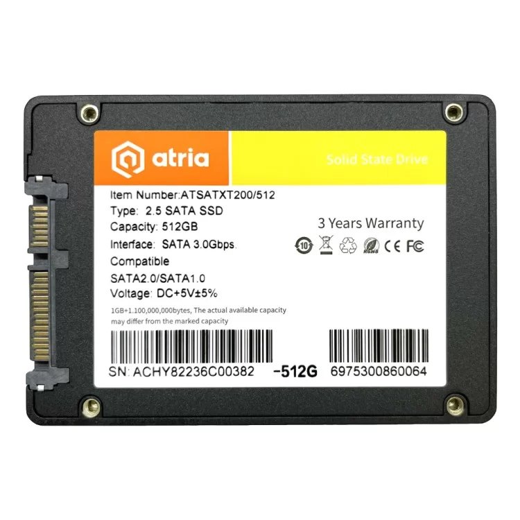 Накопичувач SSD 2.5" 512GB XT200 ATRIA (ATSATXT200/512) ціна 2 055грн - фотографія 2