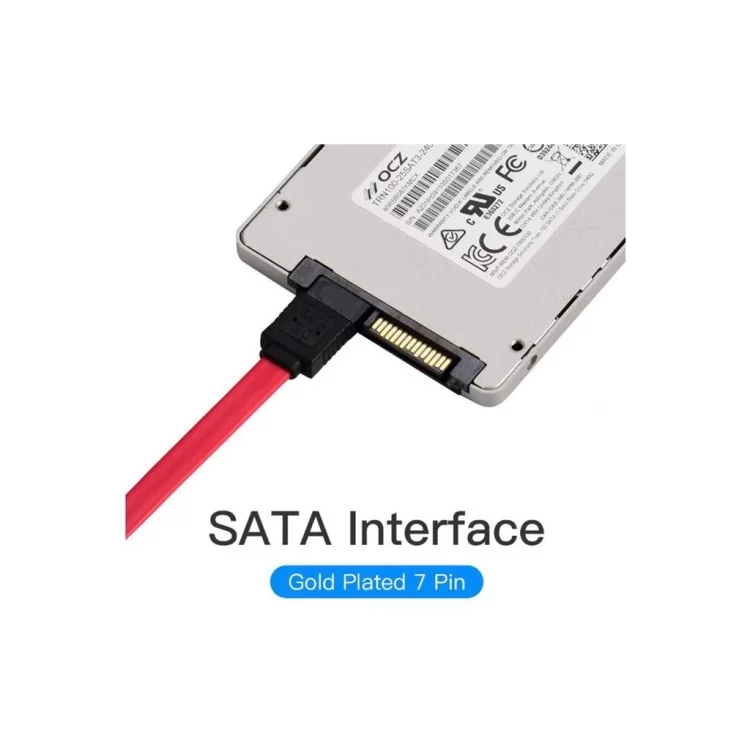 Кабель для передачи данных SATA 3.0 7pin F/F 0.5m L Red Vention (KDDRD) цена 89грн - фотография 2