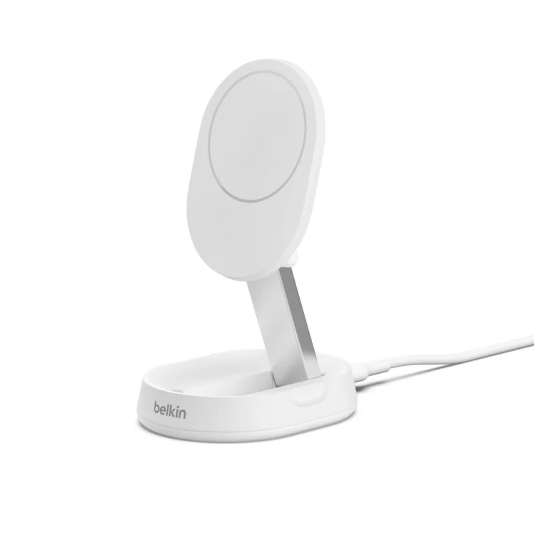 Зарядний пристрій Belkin 15W Magnetic Stand Qi2 white (WIA008BTWH) ціна 3 398грн - фотографія 2