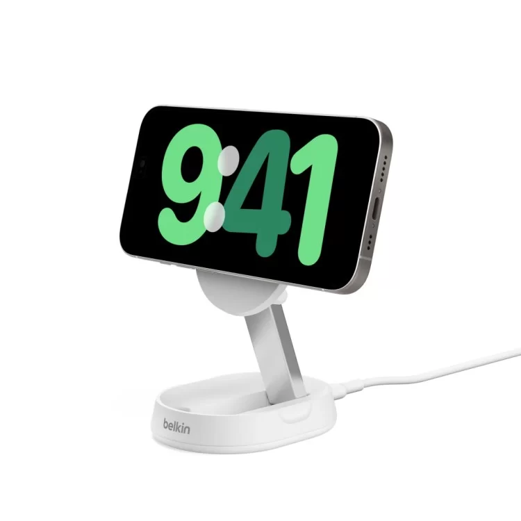 Зарядное устройство Belkin 15W Magnetic Stand Qi2 white (WIA008BTWH) обзор - фото 8