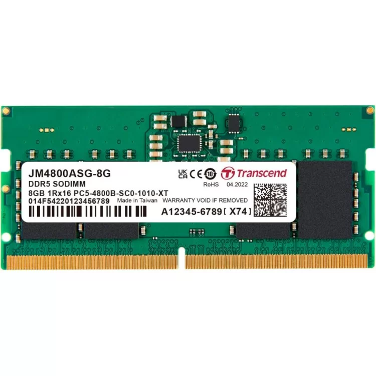 Модуль памяти для ноутбука SoDIMM DDR5 8GB 4800 MHz JetRam Transcend (JM4800ASG-8G)