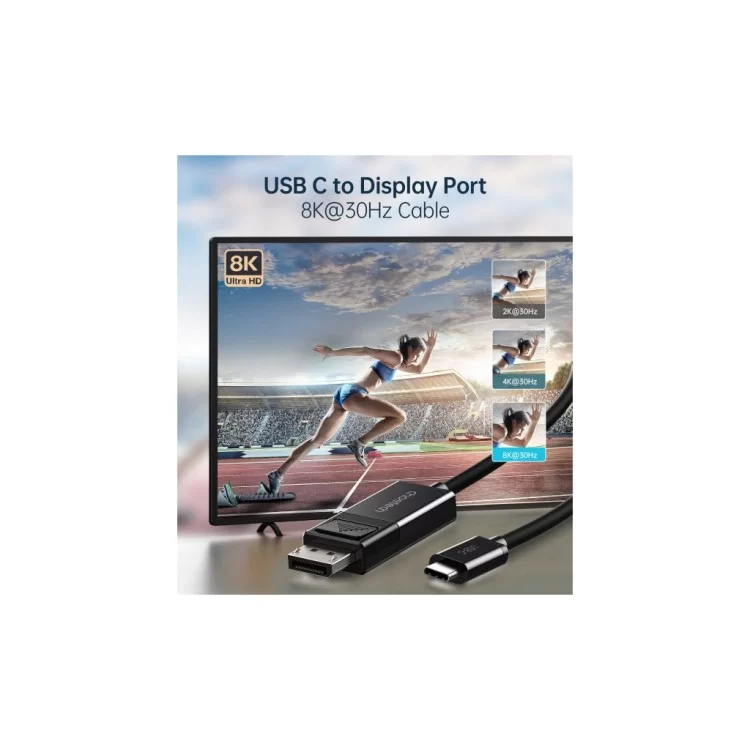 продаем Кабель мультимедийный USB-C to DisplayPort 1.8m 8K 30Hz Choetech (XCP-1803-BK) в Украине - фото 4