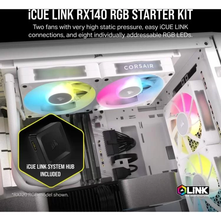 Кулер для корпуса Corsair iCUE Link RX140 RGB PWM White Dual Pack (CO-9051024-WW) отзывы - изображение 5