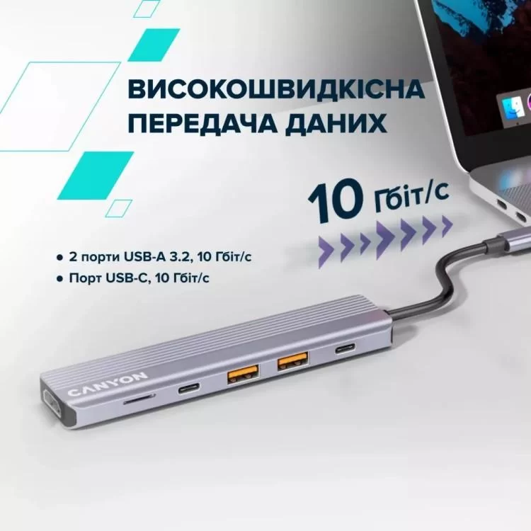 Порт-репликатор Canyon Docking Station DS-17 6 in 1 4k USB-C hub (CNS-TDS17) - фото 10