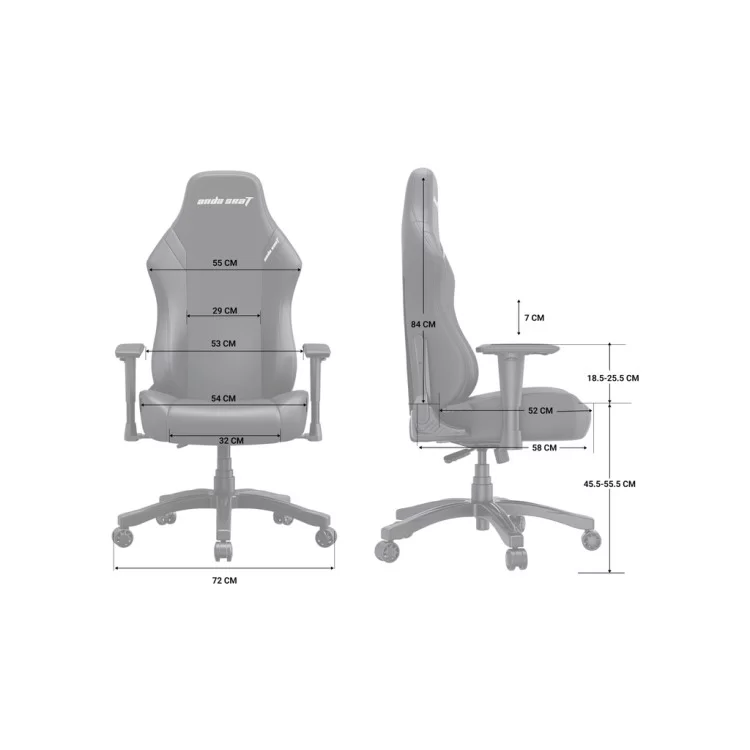 Кресло игровое Anda Seat Luna Fabric Size L Grey (AD18-44-G-F) обзор - фото 8