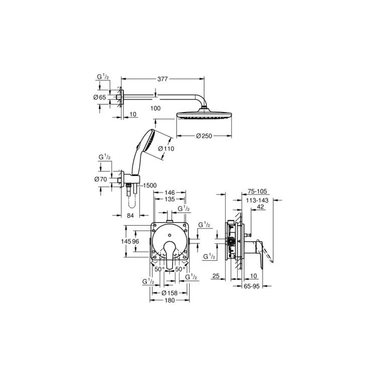 Душевой гарнитур Grohe QuickFix 25292000 - фото 11