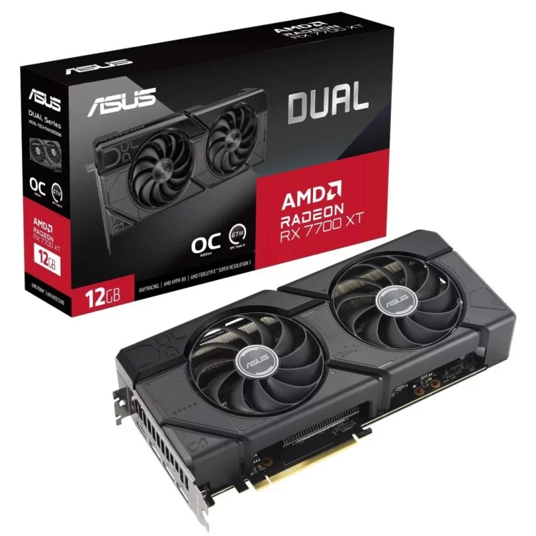 Відеокарта ASUS Radeon RX 7700 XT 12Gb DUAL OC (DUAL-RX7700XT-O12G) ціна 36 718грн - фотографія 2