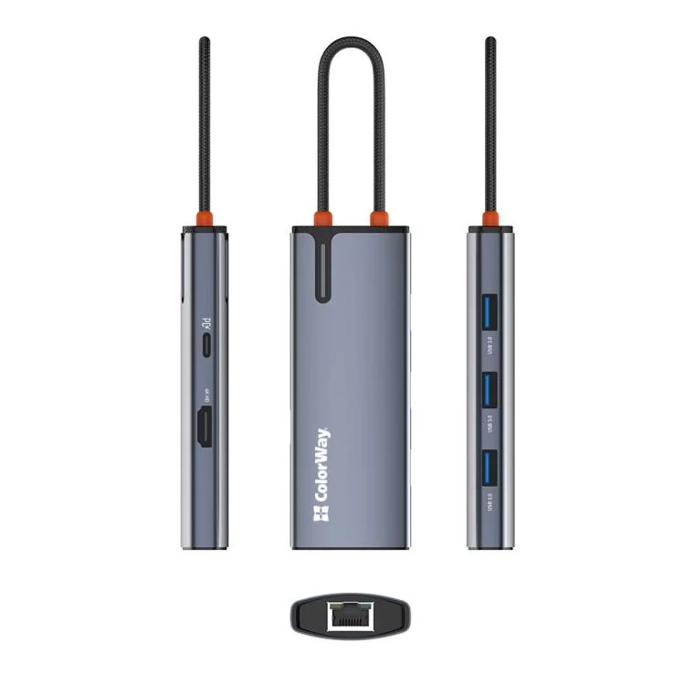 Порт-реплікатор ColorWay Docking Station USB-C 6-в-1 Type C PD 100W/USB3.0х3/HDMI 4К/RJ45 (CW-HUB02) інструкція - картинка 6