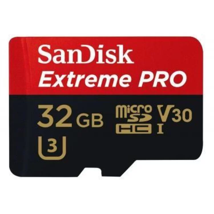 Карта пам'яті SanDisk 32GB microSD class 10 V30 A1 UHS-I U3 4K Extreme Pro (SDSQXCG-032G-GN6MA) ціна 819грн - фотографія 2