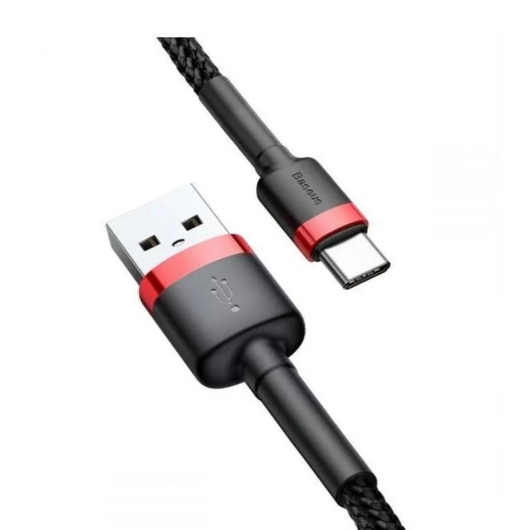 Дата кабель USB 2.0 AM to Type-C 1.0m Cafule 3A red+black Baseus (CATKLF-B91) ціна 286грн - фотографія 2