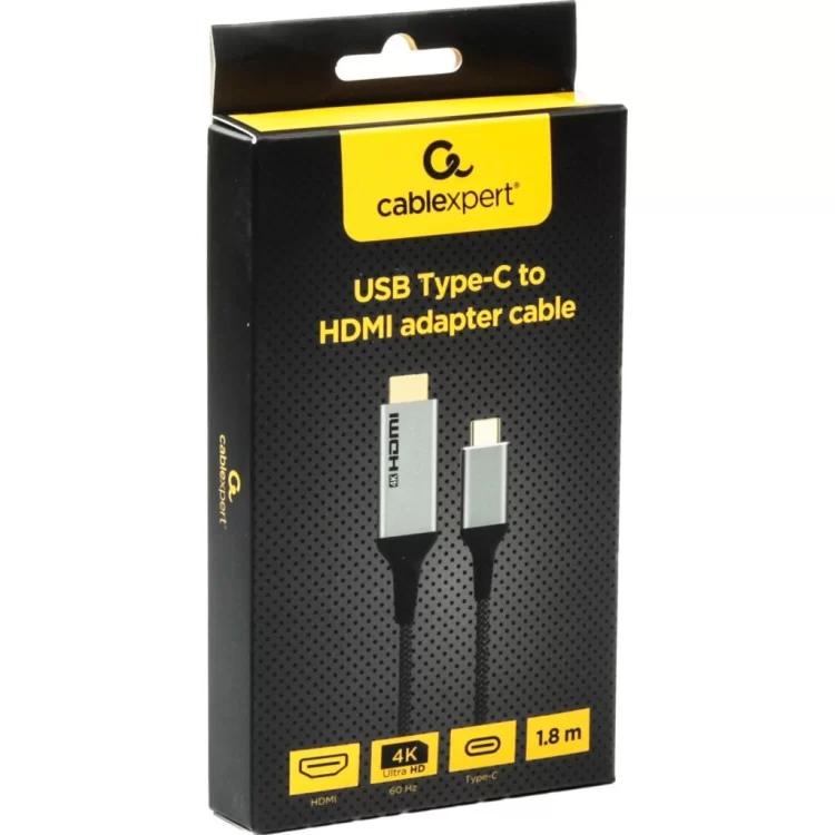 Кабель мультимедийный USB-C to HDMI 1.8m 4K 60Hz Cablexpert (A-CM-HDMIM4K-1.8M) цена 1 278грн - фотография 2