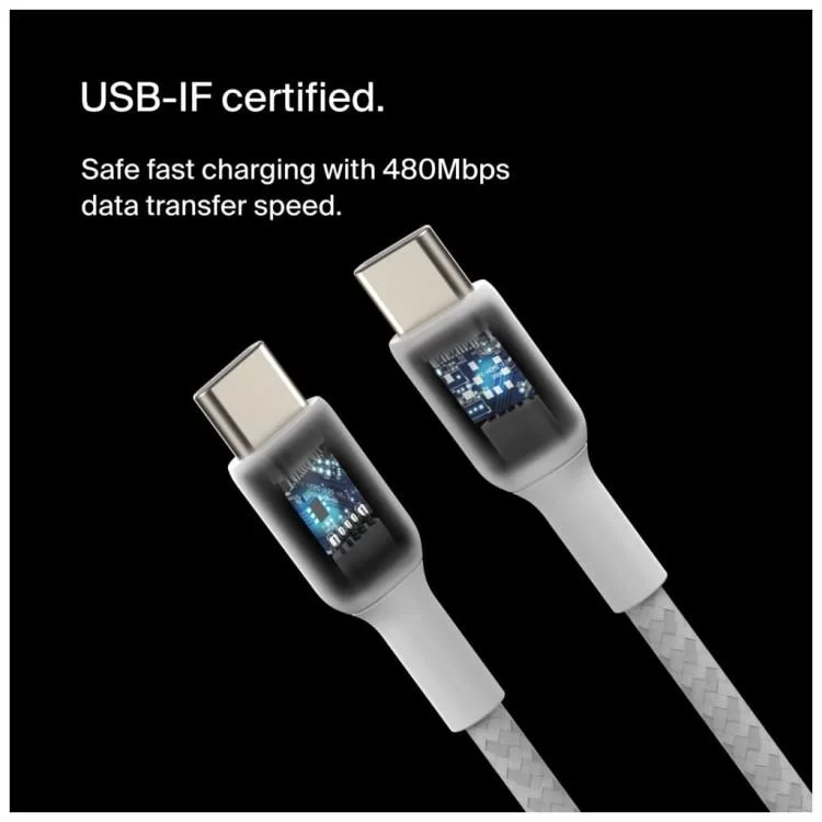 Дата кабель USB-C to USB-C 2.0m 60W White Belkin (CAB004BT2MWH) - фото 12