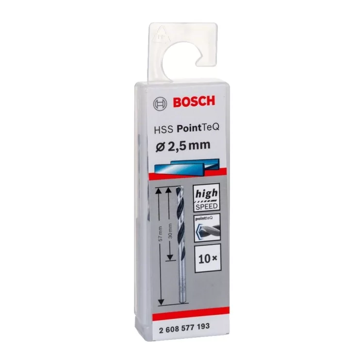 Свердло Bosch по металу HSS-PointTeQ, 2.5х30х57мм, 10шт (2.608.577.193) ціна 226грн - фотографія 2