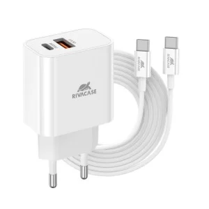 Зарядное устройство RivaCase 2хUSB-А + Type-C PD 20W+QC3.0 кабель Type-C white (PS4102 WD4 (White))