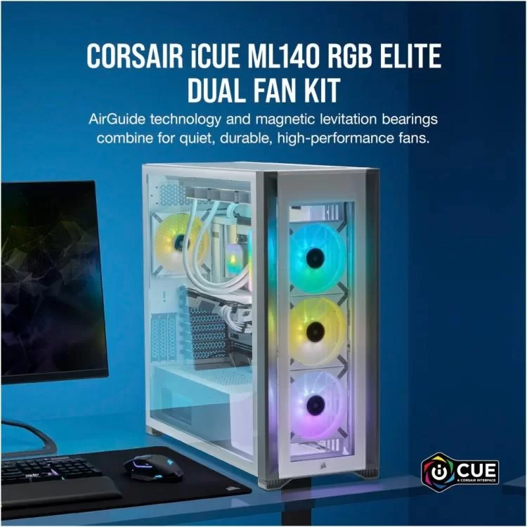 Кулер для корпуса Corsair ML140 RGB Elite Premium Dual Pack (CO-9050119-WW) - фото 9