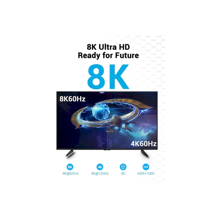 продаємо Кабель мультимедійний HDMI to HDMI 2.0m V2.1 8K 60Hz PVC Vention (AANBH) в Україні - фото 4