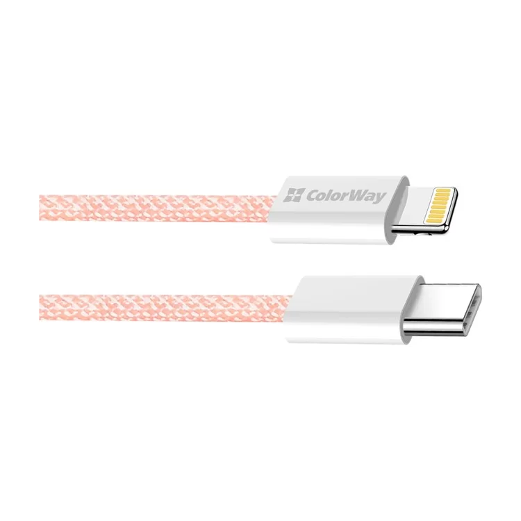 в продажу Дата кабель USB-C to Lightning 1.0m 27W pink ColorWay (CW-CBPDCL061-P) - фото 3