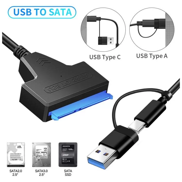 Адаптер USB3.0 Type-A/C HDD 2,5" SATA II/III / SSD Dynamode (DM-AD-SATA-U3) відгуки - зображення 5