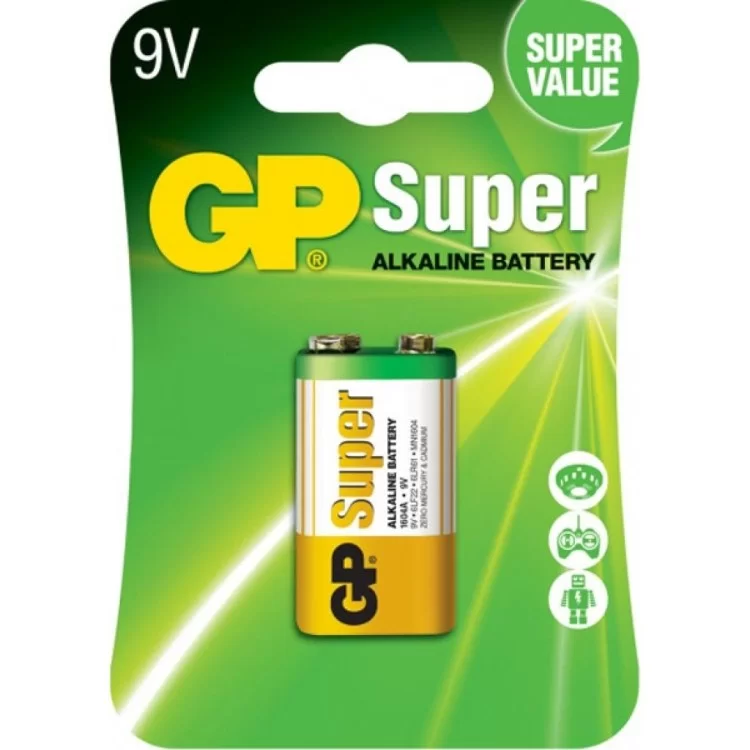 Батарейка Gp Крона Super Alcaline 6F22 / 6LR61 9V * 1 (1604A-5UE1 / 4891199002311)