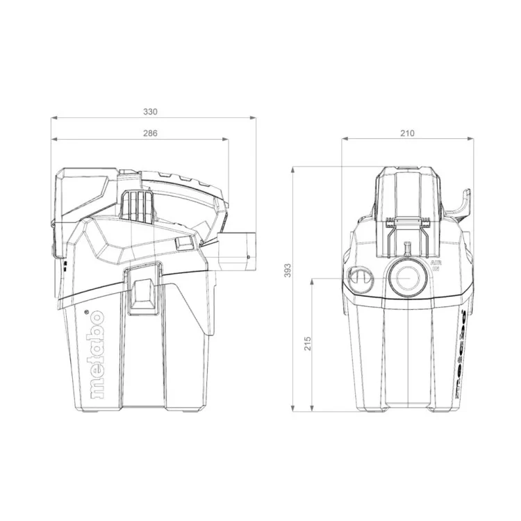 Пылесос строительный Metabo аккумуляторный AS 18 HEPA PC COMPACT, 18V, 6л, 2100л/мин, 3.8кг (без АКБ и ЗУ) (602029850) цена 10 479грн - фотография 2