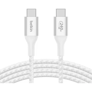 Дата кабель USB-C to USB-C 1.0m 240W white Belkin (CAB015BT1MWH)