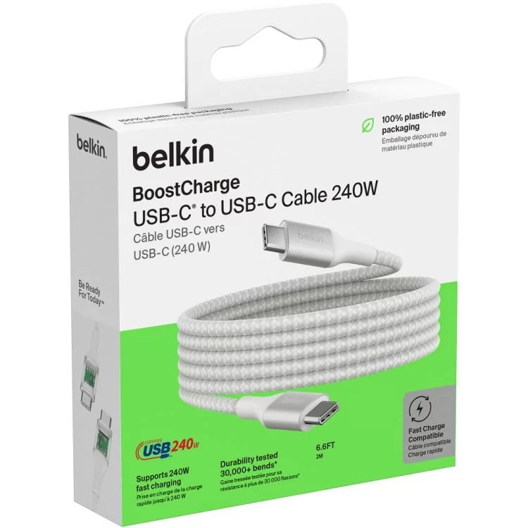 Дата кабель USB-C to USB-C 1.0m 240W white Belkin (CAB015BT1MWH) характеристики - фотография 7