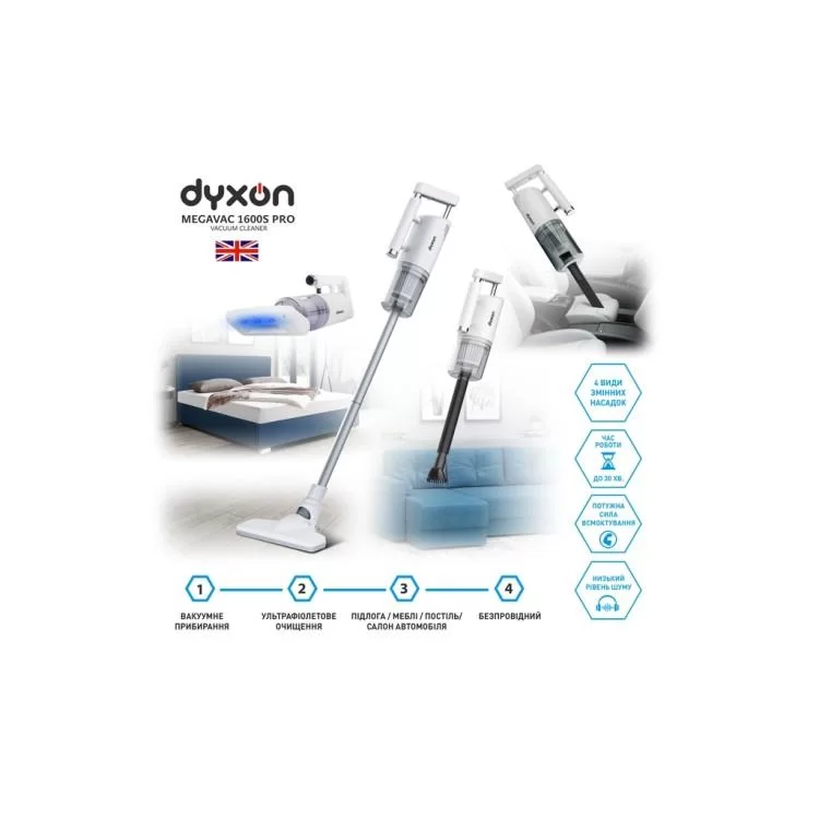 Пилосос DYXON MEGAVAC 1600S PRO Vacuum Cleaner White (DXNVCMGVC1600SPW) - фото 11